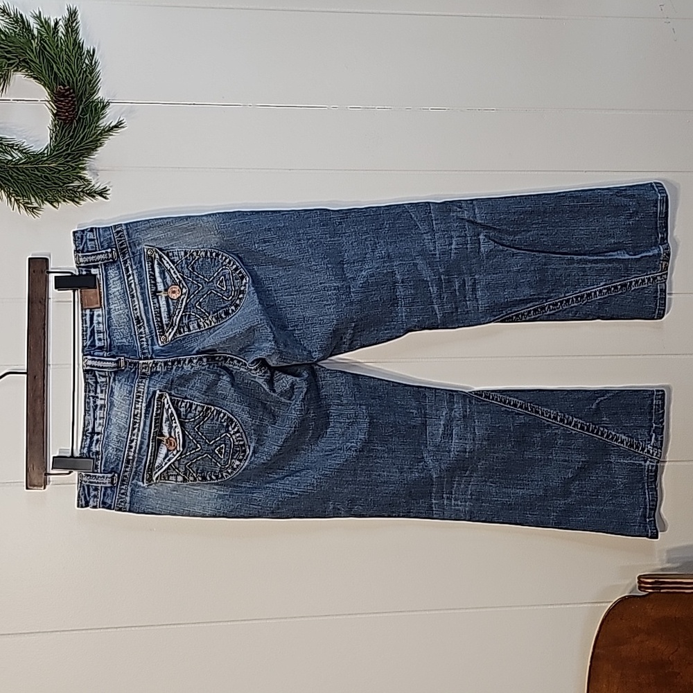 Vigoss Twisted Flare Leg Jeans Womens 13 Big Stitch Boho Grunge Bell Bottoms